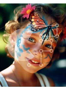 Intra Συλλεκτικό Ξύλινο Παζλ Plywood  4mm - Νεαρό κορίτσι με βαφή προσώπου πεταλούδας Σε Ξύλινο Κουτί - Διαστάσεις Puzzle: 10x10 cm – 25 κομμάτια