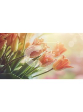 Intra Συλλεκτικό Ξύλινο Παζλ Plywood  4mm - Ζωντανό πορτοκαλί μπουκέτο με τουλίπες Σε Ξύλινο Κουτί - Διαστάσεις: 10x10 cm – 25 κομμάτια