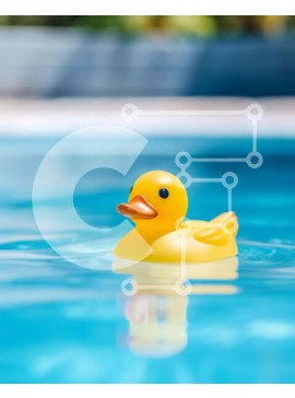 Intra Συλλεκτικό Ξύλινο Παζλ Plywood  4mm - Κίτρινη λαστιχένια πάπια που επιπλέει στην πισίνα Σε Ξύλινο Κουτί - Διαστάσεις Puzzle: 10x10 cm – 25 κομμάτια