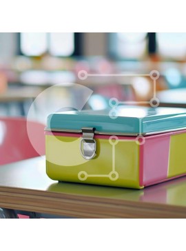 Intra Συλλεκτικό Ξύλινο Παζλ Plywood  4mm - Πολύχρωμο κουτί μεσημεριανού γεύματος σε ξύλινο τραπέζι Σε Ξύλινο Κουτί - Διαστάσεις: 10x10 cm – 25 κομμάτια