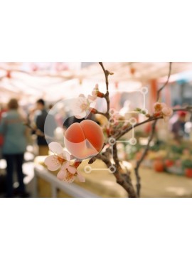 Intra Συλλεκτικό Ξύλινο Παζλ Plywood  4mm - Κλαδί δέντρου με άνθη πορτοκαλιάς και συγκέντρωση ανθρώπων Σε Ξύλινο Κουτί - Διαστάσεις: 10x10 cm – 25 κομμάτια