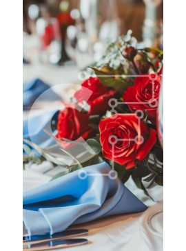 Intra Συλλεκτικό Ξύλινο Παζλ Plywood  4mm - Κομψό σετ τραπεζαρίας με κόκκινα τριαντάφυλλα και ασημικά Σε Ξύλινο Κουτί - Διαστάσεις: 10x10 cm – 25 κομμάτια