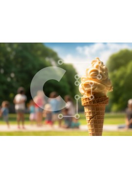 Σετ των 2 Intra Συλλεκτικό Ξύλινο Παζλ Plywood  4mm - Κώνος παγωτού στο υπαίθριο πάρκο Σε Ξύλινο Κουτί - Διαστάσεις: 10x10 cm – 25 κομμάτια