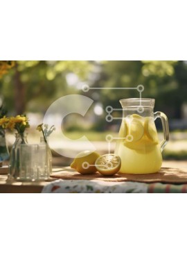 Σετ των 2 Intra Συλλεκτικό Ξύλινο Παζλ Plywood  4mm - Δροσιστική στάμνα λεμονάδας με μπουκάλια νερού και λουλούδια Σε Ξύλινο Κουτί - Διαστάσεις: 10x10 cm – 25 κομμάτια