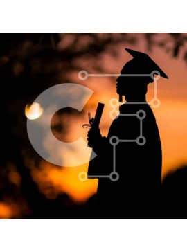 Intra Συλλεκτικό Ξύλινο Παζλ Plywood  4mm - Σιλουέτα αποφοίτησης στο ηλιοβασίλεμα Σε Ξύλινο Κουτί - Διαστάσεις Puzzle: 10x10 cm – 25 κομμάτια