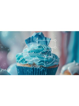 Σετ των 2 Intra Συλλεκτικό Ξύλινο Παζλ Plywood  4mm - Αισθητικό Cupcake με Blue Frosting και Ομπρέλα Σε Ξύλινο Κουτί - Διαστάσεις: 10x10 cm – 25 κομμάτια