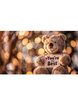 Intra Συλλεκτικό Ξύλινο Παζλ Plywood  4mm - Teddy Bear που κρατά το σήμα «Είσαι ο καλύτερος». Σε Ξύλινο Κουτί - Διαστάσεις Puzzle: 10x10 cm – 25 κομμάτια