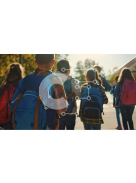 Intra Συλλεκτικό Ξύλινο Παζλ Plywood  4mm - Παιδιά που περπατούν στο σχολείο Σε Ξύλινο Κουτί - Διαστάσεις Puzzle: 10x10 cm – 25 κομμάτια