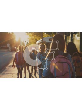 Intra Συλλεκτικό Ξύλινο Παζλ Plywood  4mm - Ομάδα νεαρών κοριτσιών που περπατούν στο σχολείο Σε Ξύλινο Κουτί - Διαστάσεις Puzzle: 10x10 cm – 25 κομμάτια