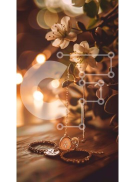 Intra Συλλεκτικό Ξύλινο Παζλ Plywood  4mm - Ξύλινο ντεκόρ τραπεζιού με Ξυπνητήρι, Κολιέ, Βραχιόλι και Λουλούδια Σε Ξύλινο Κουτί - Διαστάσεις Puzzle: 10x10 cm – 25 κομμάτια