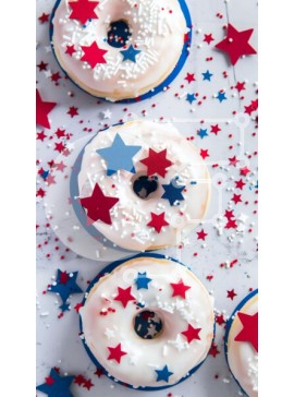 Intra Συλλεκτικό Ξύλινο Παζλ Plywood  4mm - Ντόνατς με πατριωτικό θέμα για τον εορτασμό της Ημέρας της Ανεξαρτησίας Σε Ξύλινο Κουτί - Διαστάσεις: 10x10 cm – 25 κομμάτια