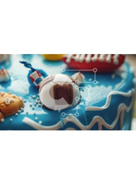 Σετ των 2 Intra Συλλεκτικό Ξύλινο Παζλ Plywood  4mm - Μπλε κέικ με αθλητικό θέμα Σε Ξύλινο Κουτί - Διαστάσεις: 10x10 cm – 25 κομμάτια