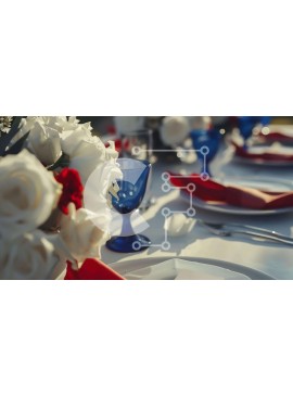 Intra Συλλεκτικό Ξύλινο Παζλ Plywood  4mm - Κομψό τραπέζι με κόκκινα, λευκά και μπλε λουλούδια Σε Ξύλινο Κουτί - Διαστάσεις Puzzle: 10x10 cm – 25 κομμάτια