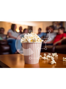 Intra Συλλεκτικό Ξύλινο Παζλ Plywood  4mm - Ομάδα ανθρώπων που απολαμβάνει το ποπ κορν στο σαλόνι Σε Ξύλινο Κουτί - Διαστάσεις Puzzle: 10x10 cm – 25 κομμάτια