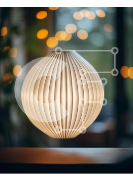 Intra Συλλεκτικό Ξύλινο Παζλ Plywood  4mm - Λευκό φωτιστικό μπάλας σε εσωτερικό σκηνικό Σε Ξύλινο Κουτί - Διαστάσεις Puzzle: 10x10 cm – 25 κομμάτια