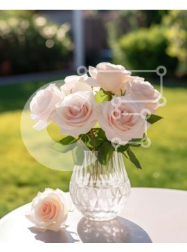 Intra Συλλεκτικό Ξύλινο Παζλ Plywood  4mm - Ροζ τριαντάφυλλα σε γυάλινο βάζο Σε Ξύλινο Κουτί - Διαστάσεις: 10x10 cm – 25 κομμάτια