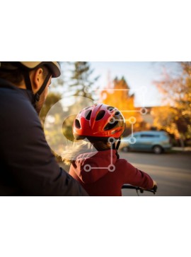 Intra Συλλεκτικό Ξύλινο Παζλ Plywood  4mm - Άνδρας και κόρη που οδηγούν ποδήλατα με κράνη Σε Ξύλινο Κουτί - Διαστάσεις Puzzle: 10x10 cm – 25 κομμάτια