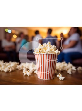 Σετ των 2 Intra Συλλεκτικό Ξύλινο Παζλ Plywood  4mm - Ποπ κορν σε πορτοκαλί και λευκό φλιτζάνι με ανθρώπους Σε Ξύλινο Κουτί - Διαστάσεις: 10x10 cm – 25 κομμάτια