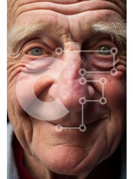 Intra Συλλεκτικό Ξύλινο Παζλ Plywood  4mm - Κοντινό πλάνο του ηλικιωμένου άνδρα με χαμογελαστή έκφραση Σε Ξύλινο Κουτί - Διαστάσεις Puzzle: 10x10 cm – 25 κομμάτια