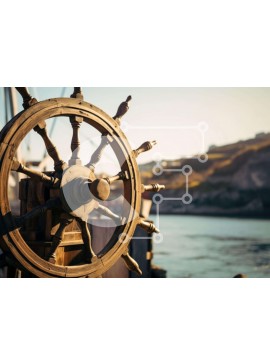 Intra Συλλεκτικό Ξύλινο Παζλ Plywood  4mm - Vintage τιμόνι πλοίου στην αποβάθρα Σε Ξύλινο Κουτί - Διαστάσεις Puzzle: 10x10 cm – 25 κομμάτια