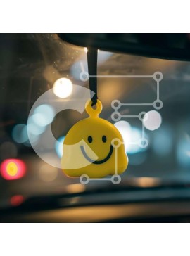 Intra Συλλεκτικό Ξύλινο Παζλ Plywood  4mm - Κίτρινο Smiley αποσμητικό προσώπου στο παράθυρο αυτοκινήτου Σε Ξύλινο Κουτί - Διαστάσεις Puzzle: 10x10 cm – 25 κομμάτια