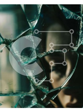 Intra Συλλεκτικό Ξύλινο Παζλ Plywood  4mm - Γυναίκα που κοιτάζει έξω από το σπασμένο γυάλινο παράθυρο Σε Ξύλινο Κουτί - Διαστάσεις Puzzle: 10x10 cm – 25 κομμάτια