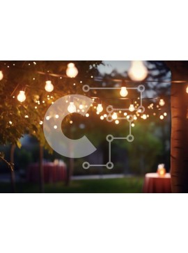 Intra Συλλεκτικό Ξύλινο Παζλ Plywood  4mm - Εορταστικό σκηνικό εξωτερικού χώρου με δεντρόφωτα και τραπέζια Σε Ξύλινο Κουτί - Διαστάσεις Puzzle: 10x10 cm – 25 κομμάτια