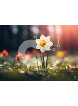 Intra Συλλεκτικό Ξύλινο Παζλ Plywood  4mm - Ήρεμο λευκό λουλούδι στη φύση Σε Ξύλινο Κουτί - Διαστάσεις: 10x10 cm – 25 κομμάτια