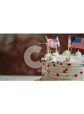 Σετ των 2 Intra Συλλεκτικό Ξύλινο Παζλ Plywood  4mm - Λευκό κέικ με αμερικανικές σημαίες και παγωμένο βουτυρόκρεμα Σε Ξύλινο Κουτί - Διαστάσεις: 10x10 cm – 25 κομμάτια