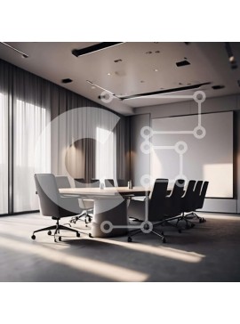 Intra Συλλεκτικό Ξύλινο Παζλ Plywood  4mm - Αίθουσα συνεδριάσεων με άδειο τραπέζι και οθόνη προβολέα Σε Ξύλινο Κουτί - Διαστάσεις Puzzle: 10x10 cm – 25 κομμάτια