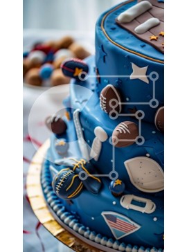 Intra Συλλεκτικό Ξύλινο Παζλ Plywood  4mm - Μπλε τούρτα με αθλητικό θέμα Σε Ξύλινο Κουτί - Διαστάσεις: 10x10 cm – 25 κομμάτια