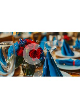 Σετ των 2 Intra Συλλεκτικό Ξύλινο Παζλ Plywood  4mm - Κομψή ρύθμιση τραπεζαρίας με κόκκινα τριαντάφυλλα και γυάλινα σκεύη Σε Ξύλινο Κουτί - Διαστάσεις: 10x10 cm – 25 κομμάτια