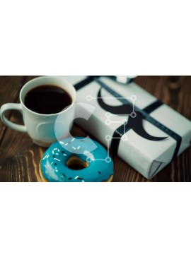 Σετ των 2 Intra Συλλεκτικό Ξύλινο Παζλ Plywood  4mm - Μπλε ντόνατ, καφές και άδειο κουτί δώρου Σε Ξύλινο Κουτί - Διαστάσεις: 10x10 cm – 25 κομμάτια