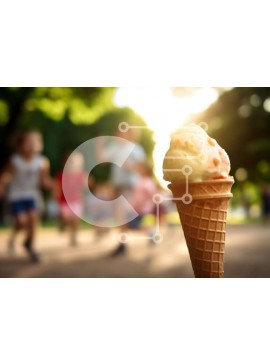 Intra Συλλεκτικό Ξύλινο Παζλ Plywood  4mm - Άτομα που απολαμβάνουν υπαίθριες δραστηριότητες κοντά σε χωνάκι παγωτού Σε Ξύλινο Κουτί - Διαστάσεις Puzzle: 10x10 cm – 25 κομμάτια