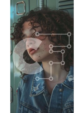 Intra Συλλεκτικό Ξύλινο Παζλ Plywood  4mm - Νεαρή γυναίκα με σγουρά μαλλιά μπροστά από ντουλάπια Σε Ξύλινο Κουτί - Διαστάσεις Puzzle: 10x10 cm – 25 κομμάτια