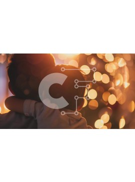 Intra Συλλεκτικό Ξύλινο Παζλ Plywood  4mm - Πατέρας και παιδί αγκαλιάζονται μπροστά από φωτισμένο φόντο Σε Ξύλινο Κουτί - Διαστάσεις Puzzle: 10x10 cm – 25 κομμάτια