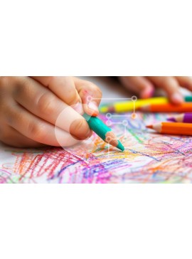 Intra Συλλεκτικό Ξύλινο Παζλ Plywood  4mm - Παιδικό σχέδιο με χρωματιστά μολύβια Σε Ξύλινο Κουτί - Διαστάσεις Puzzle: 10x10 cm – 25 κομμάτια