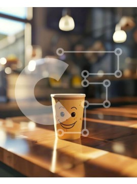 Σετ των 2 Intra Συλλεκτικό Ξύλινο Παζλ Plywood  4mm - Διασκεδαστικό φλιτζάνι καφέ Smiley Face στο τραπέζι φαγητού Σε Ξύλινο Κουτί - Διαστάσεις: 10x10 cm – 25 κομμάτια