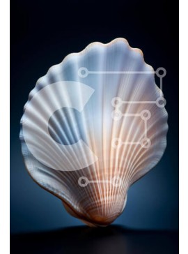 Σετ των 2 Intra Συλλεκτικό Ξύλινο Παζλ Plywood  4mm - Λευκό και μπλε κέλυφος χτενιού Σε Ξύλινο Κουτί - Διαστάσεις: 10x10 cm – 25 κομμάτια