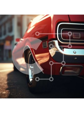 Intra Συλλεκτικό Ξύλινο Παζλ Plywood  4mm - Κόκκινο σπορ αυτοκίνητο σταθμευμένο στην άκρη του δρόμου Σε Ξύλινο Κουτί - Διαστάσεις Puzzle: 10x10 cm – 25 κομμάτια