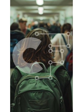 Intra Συλλεκτικό Ξύλινο Παζλ Plywood  4mm - Γυναίκα που περπατά στο διάδρομο με το σακίδιο πλάτης Σε Ξύλινο Κουτί - Διαστάσεις Puzzle: 10x10 cm – 25 κομμάτια