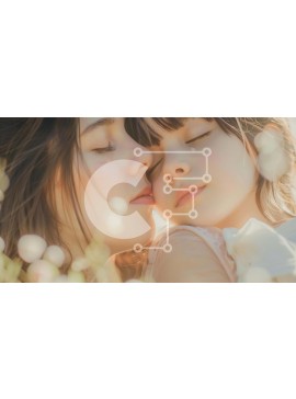 Intra Συλλεκτικό Ξύλινο Παζλ Plywood  4mm - Δύο νεαρά κορίτσια που αγκαλιάζονται σε ένα χωράφι με λουλούδια Σε Ξύλινο Κουτί - Διαστάσεις Puzzle: 10x10 cm – 25 κομμάτια