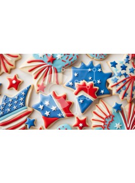 Intra Συλλεκτικό Ξύλινο Παζλ Plywood  4mm - Κόκκινα, λευκά και μπλε διακοσμημένα μπισκότα Σε Ξύλινο Κουτί - Διαστάσεις Puzzle: 10x10 cm – 25 κομμάτια