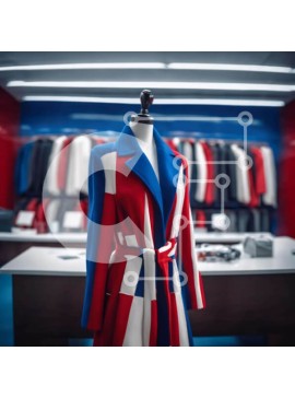 Σετ των 2 Intra Συλλεκτικό Ξύλινο Παζλ Plywood  4mm - Επίδειξη μόδας: Κόκκινο, λευκό και μπλε παλτό Σε Ξύλινο Κουτί - Διαστάσεις: 10x10 cm – 25 κομμάτια