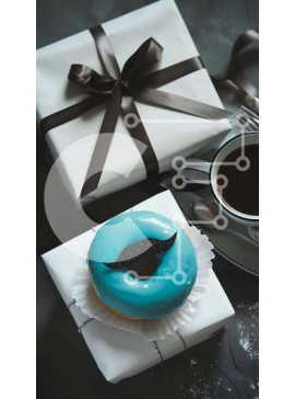 Intra Συλλεκτικό Ξύλινο Παζλ Plywood  4mm - Κομψή παρουσίαση Blue Donuts και καφέ Σε Ξύλινο Κουτί - Διαστάσεις: 10x10 cm – 25 κομμάτια