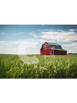 Intra Συλλεκτικό Ξύλινο Παζλ Plywood  4mm - Κόκκινη σιταποθήκη στο πράσινο πεδίο ενάντια στο μπλε ουρανό Σε Ξύλινο Κουτί - Διαστάσεις: 10x10 cm – 25 κομμάτια