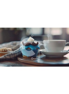 Σετ των 2 Intra Συλλεκτικό Ξύλινο Παζλ Plywood  4mm - Cupcakes και καφές στο τραπέζι Σε Ξύλινο Κουτί - Διαστάσεις: 10x10 cm – 25 κομμάτια
