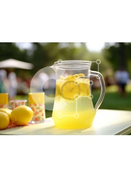 Σετ των 2 Intra Συλλεκτικό Ξύλινο Παζλ Plywood  4mm - Δροσιστική στάμνα λεμονάδας με φρέσκα λεμόνια σε εξωτερικούς χώρους Σε Ξύλινο Κουτί - Διαστάσεις: 10x10 cm – 25 κομμάτια