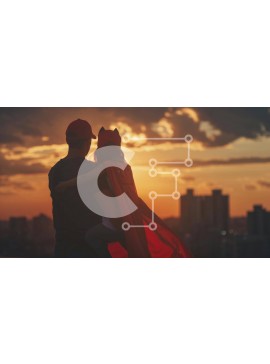 Intra Συλλεκτικό Ξύλινο Παζλ Plywood  4mm - Ρομαντική σκηνή ηλιοβασιλέματος με ζευγάρι υπερήρωων Σε Ξύλινο Κουτί - Διαστάσεις Puzzle: 10x10 cm – 25 κομμάτια