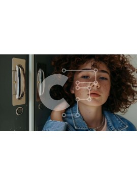 Σετ των 2 Intra Συλλεκτικό Ξύλινο Παζλ Plywood  4mm - Νεαρή γυναίκα με σγουρά μαλλιά σε ντουλάπια με κοσμήματα Σε Ξύλινο Κουτί - Διαστάσεις: 10x10 cm – 25 κομμάτια